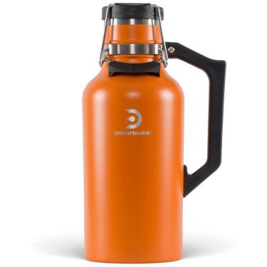 Imagem de DrinkTanks Cooler Portátil para Garrafas de cerveja com Isolamento Duplo, Aço Inox, Laranja