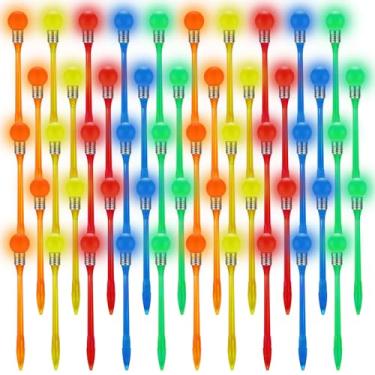 Imagem de Qilery 50 peças de canetas esferográficas de LED de Natal, canetas esferográficas coloridas de Natal para adultos, acessório de escritório escolar, exterior, artigos de lembrancinha de festa de Natal (lâmpada redonda)