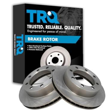 Imagem de TRQ Conjunto de par de rotores de freio a disco dianteiro para caminhão Ford F250 1995-1997 / Caminhão Ford F350 1995-1997/modelos com 8 rodas AWD todas as rodas