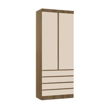 Imagem de Guarda Roupa Modulado 2 Portas 4 Gavetas 90cm Veneza Luciane Móveis Avelã Pf/arenas Pf