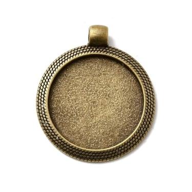 Imagem de 10 peças estilo tibetano pingente de liga cabochão configurações de bisel vintage planas redondas bandejas em branco cabochão moldura charme bronze antigo para fazer joias, colar faça você mesmo