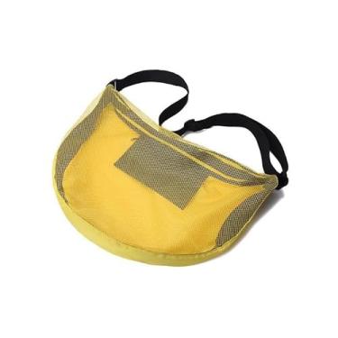 Imagem de Bolsa de basquete de ombro único esportiva universal de grande capacidade bolsa de vôlei de futebol multifuncional portátil para basquete bolso de rede de armazenamento diagonal AMARELO