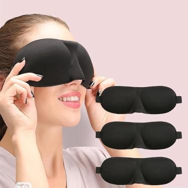 Imagem de Máscara de dormir para quem dorme de costas e de lado, pacote com 3, máscaras oculares 3D com bloqueio de luz 100% para dormir, cobertura para olhos com pressão zero para mulheres e homens, venda
