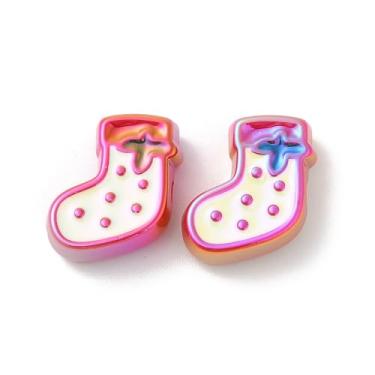 Imagem de 20 peças de contas de acrílico de Natal com revestimento UV, contas espaçadoras soltas de plástico para fazer joias de Natal, colar, pulseira, brinco, chaveiro, artesanato DIY