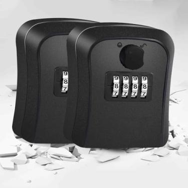 Imagem de SAFEPacote com 2 caixas de bloqueio de chave, combinação de 4 dígitos, suporte de parede externo, à prova d'água para armazenamento de chaves de casa, código redefinível, caixas de senha de segurança