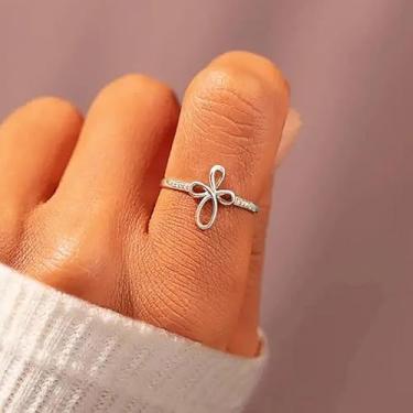 Imagem de 1 peça de anéis geométricos com design de cruz simples para mulheres, anéis requintados, joias finas, vida diária, decoração de namoro para festa de formatura, Cobre, Sem pedra preciosa