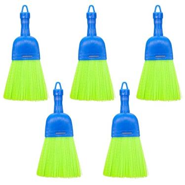 Imagem de Dimeho Pacote com 5 vassouras, escova de mão, pequena de fibra de poliéster, vassoura portátil compacta para carro com orifício para pendurar para varandas internas e externas, pisos, decks, mesa