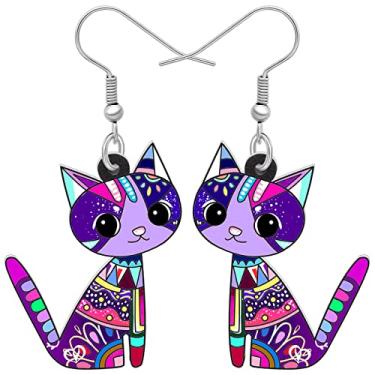 Imagem de Brincos de gato de anime de acrílico fofos joias divertidas para gatos presentes exclusivos para mulheres berloques, Medium, Acrílico, Sem pedra preciosa