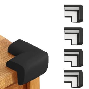 Imagem de Protetores de canto de borracha em forma de L - amortecedores macios sem adesivos para mesa de vidro, protetores de segurança de borda de móveis, preto