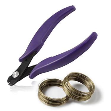 Imagem de Alicate de corte de fio de memória de 14 cm kit de cortador de fio de memória 200 laços de fio de memória bronze fio de contas de memória joia cortador de fio de contas tesoura miçangas ferramenta de