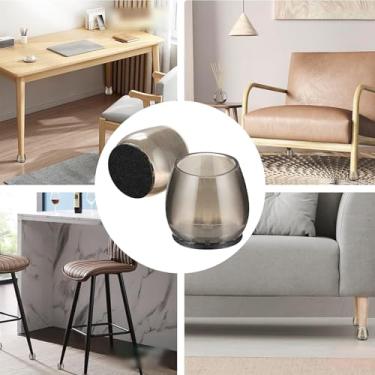 Imagem de Protetores de perna de cadeira de madeira de silicone silencioso, capas acolchoadas para pés de móveis para pernas de mesa e cadeira, almofadas de silicone de feltro duráveis espessas