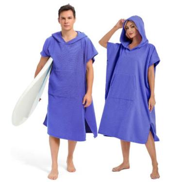 Imagem de Toalha Abahub Surf Poncho Quick Dry com capuz roxa L