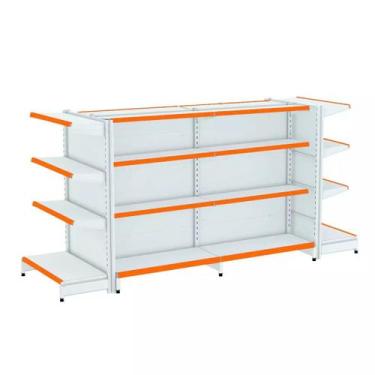 Imagem de Gondola Centro 137 Fit Ate 2 Metros 2 Ponta Branco 24b Pe Laranja - AM