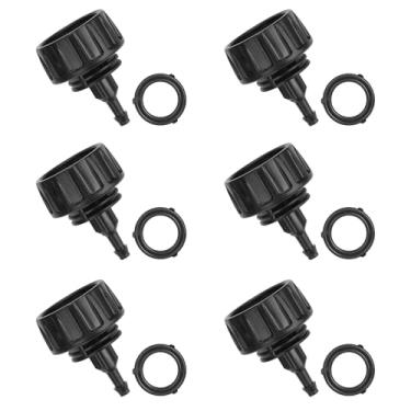 Imagem de 6 peças conector de tubo de irrigação por gotejamento, adaptador de tubo de irrigação por gotejamento com 6 anéis pretos acessórios de irrigação torneira de jardim adaptador de mangueira para