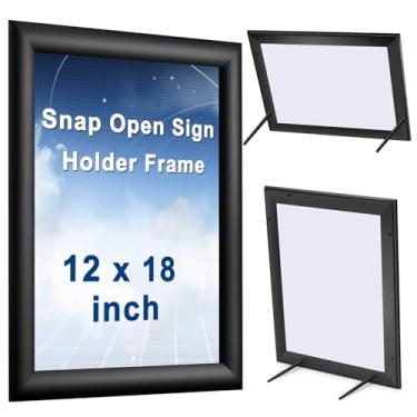 Imagem de Blulu 2 peças, preto, 30,5 x 45,7 cm, moldura frontal de fácil abertura, porta-cartazes/quadros, suporte de placa de encaixe aberto, suporte de parede ou mesa