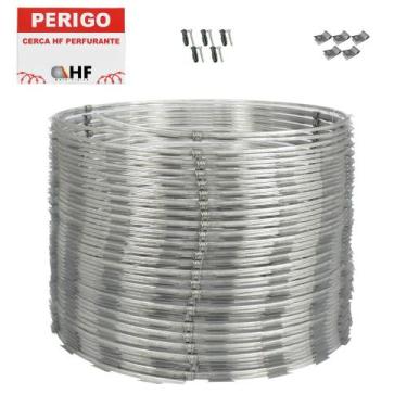 Imagem de Cerca concertina dupla clipada galvanizada 30cm 05 metros - HF CENTRAL