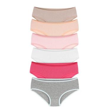 Imagem de Calcinha Infantil Lisa Kit 6 Peças Premium DCP Kids, M, Colorido