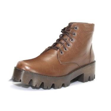 Imagem de Coturno Feminino Tratorado Chunky Reta Oposta - 9000 - Café, 40