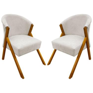 Imagem de Kit 2 Poltronas Decorativa Para Sala You Bouclê Premium Braça Amadeirada Bege Bouclé