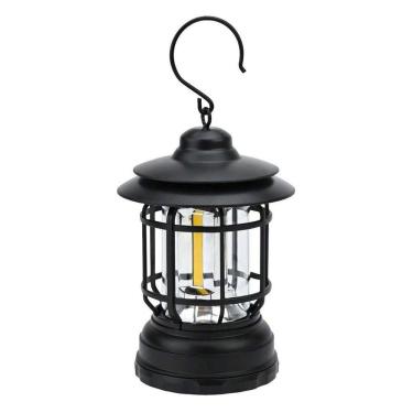 Imagem de Lampião Led Recarregável Retrô Com Regulador De Intensidade Usb Preto