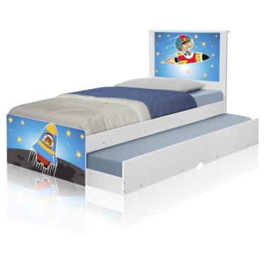 Imagem de Bicama Juvenil Adesivada Astronauta Com Colchões
