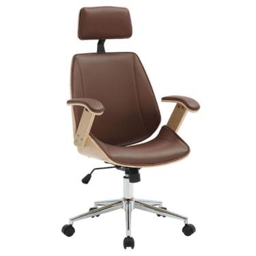 Imagem de Cadeira De Escritório Lisboa - Natural E Pu Marrom