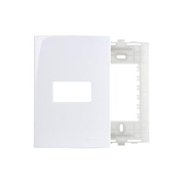 Imagem de Placa Com Suporte Margirius Sleek 4x2 Para 1 Módulo Horizontal Branca