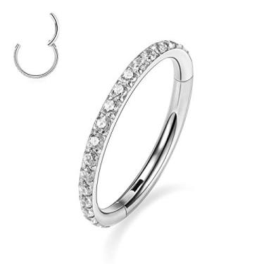 Imagem de GAGABODY Piercing de concha, brinco de concha, brinco de cartilagem confortável, 20 g, prata, brincos Daith, argola de nariz de aço cirúrgico, 20 g, 11 mm, joia de torre com zircônia cúbica