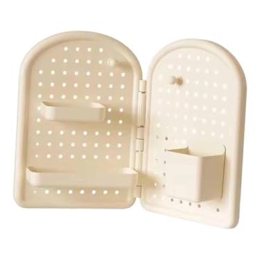 Imagem de IEUDNS Organizador de canto para mesa, prateleira de armazenamento vertical, multiuso, organizador de parede moderno para penteadeira, Amarelo