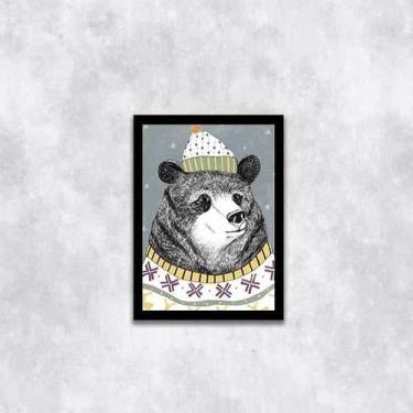 Imagem de Quadro Decorativo Urso Polar 45X34Cm Com Vidro Moldura Preta - Quadros