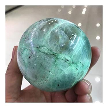 Imagem de Polimento verde luar bola cristal natural Reiki pedras decorativas esfera uma lendária pérola luminosa adorável joias preciosas pedras primárias e minerais (tamanho: 7-8 cm)