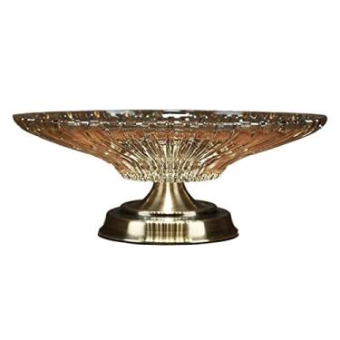 Imagem de GAORUIFENG Cesta de frutas e vegetais de bancada, tigela de vidro de grande capacidade, configuração de mesa, leve, luxuosa, bandeja de doces, multifuncional, decoração de casa, centros de mesa