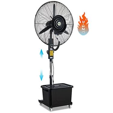 Imagem de Ventilador de resfriamento com névoa, ventilador oscilante de 90°, ventilador de pedestal de altura ajustável com tanque de 11 galões, ventiladores de quintal de jardim ao ar livre (preto 71 cm/28 pol