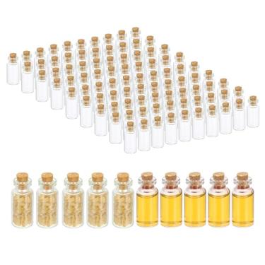 Imagem de PATIKIL Frascos pequenos de vidro de 4 ml, 100 frascos transparentes de vidro vazios com rolha de cortiça, pequenos frascos para artesanato em creme em pó