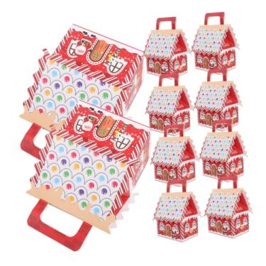 Imagem de 10 caixas de doces para casa de Natal com alças, recipientes festivos para guloseimas festivas para biscoitos, chocolates e lembrancinhas de festa para celebrações de Natal