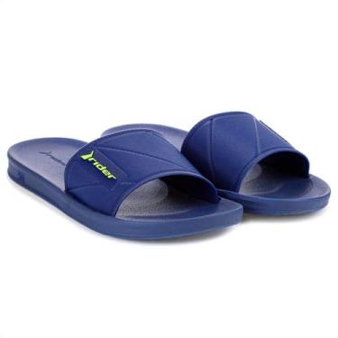 Imagem de Chinelo Rider Street Slide Azul e Verde - Masculino, 42, Azul
