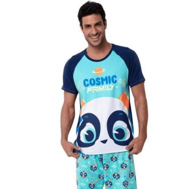 Imagem de Pijama Adulto Masculino Manga Curta Panda Puket - Conforto e Estilo, V