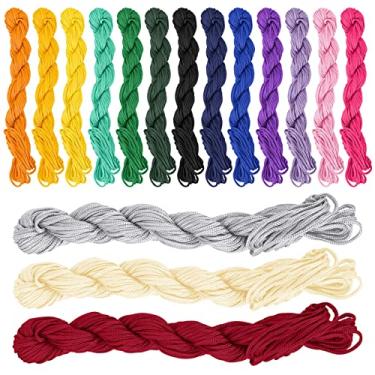 Imagem de Framendino Pacote Com 16 Cordões De Nylon 1,5 Mm, Cordão Acabamento Chinês Para Macramê, Trançado Pulseiras Da Amizade, Colares E Joias (16 Cores, 240 Jardas)