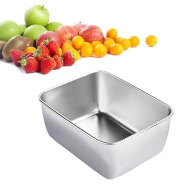 Imagem de aqxreight Bandeja de Aço Inoxidável 304 Prato Retângulo Recipiente de Armazenamento de Alimentos para Frutas e Vegetais Seguro para Máquina de Lavar Louça 600ml 13,5x10,5x5,5cm / 5,3x4,1x2,2 pol.