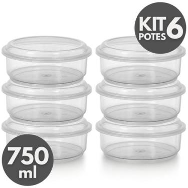 Imagem de Kit 3 a 12 Potes Plásticos Redondos 750ml com Tampa  Organizador de Al