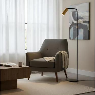 Imagem de Luminária Chão Moderna Coluna Slim Metálica p/1 Dicroicas (não direcio