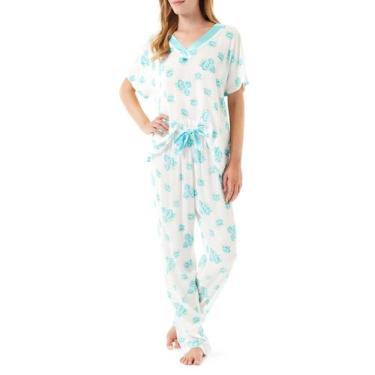 Imagem de Pijama Floral - Lohe, Turquesa, GG