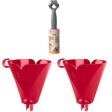 Imagem de Kit com 2 Suporte de Filtro de Café Vermelho 103 + 1 Rolo Adesivo Tira Pelos Pet