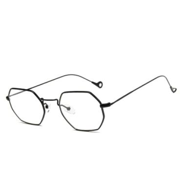 Imagem de HPIRME Óculos de grau octogonais pequenos da moda para homens e mulheres (preto transparente)