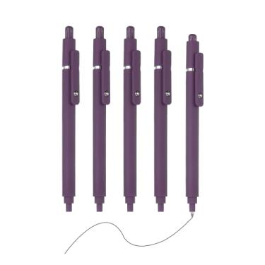 Imagem de PATIKIL Pacote com 5 canetas retráteis de 0,5 mm, canetas esferográficas retráteis, de ponta fina, para escritório, material doméstico, diário, caderno, roxo escuro