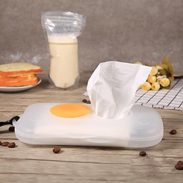 Imagem de Ymiko Recipiente de Lenços Umedecidos para Bebês, Organizador Portátil de Dispensador de Lenços Umedecidos para Crianças, Caixa de Armazenamento de Plástico (Amarelo)