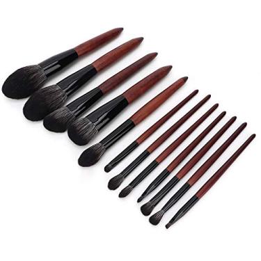 Imagem de Yinhing Conjunto de Pincéis de Maquiagem Profissional 12 Peças Com Cabo de Madeira Texturizado, Escova Macia e Suave, Não Tóxico, Inodoro, Seguro para a Pele, Perfeito para Viagens,