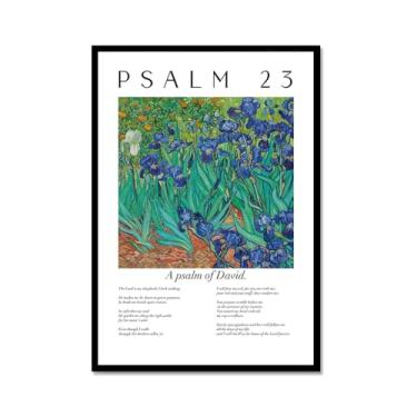 Imagem de Coleção de Salmos das Escrituras Monet Van Gogh Famosa Pintura em Aquarela Impressão Verso da Bíblia Pôster em Tela Decoração de Parede de Casa Cristã (SKU8,20.3x30.5 cm = (20x30cm), Moldura de metal