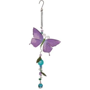 Imagem de Sunset Vista Designs Garden Party – Ornamento inflável espiral de metal pendurado com contas de vidro, 43 cm de comprimento, borboleta