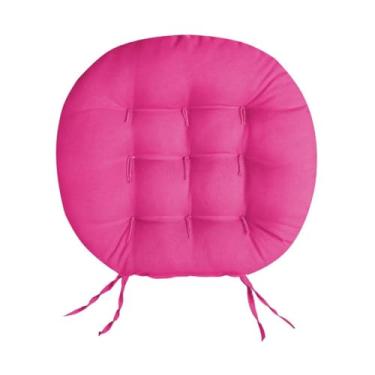 Imagem de Almofada Futon Redonda para Assento de Cadeira 40x40 cm com 9 Furos Almofada de Cadeira Decorativa e Confortável (Pink)